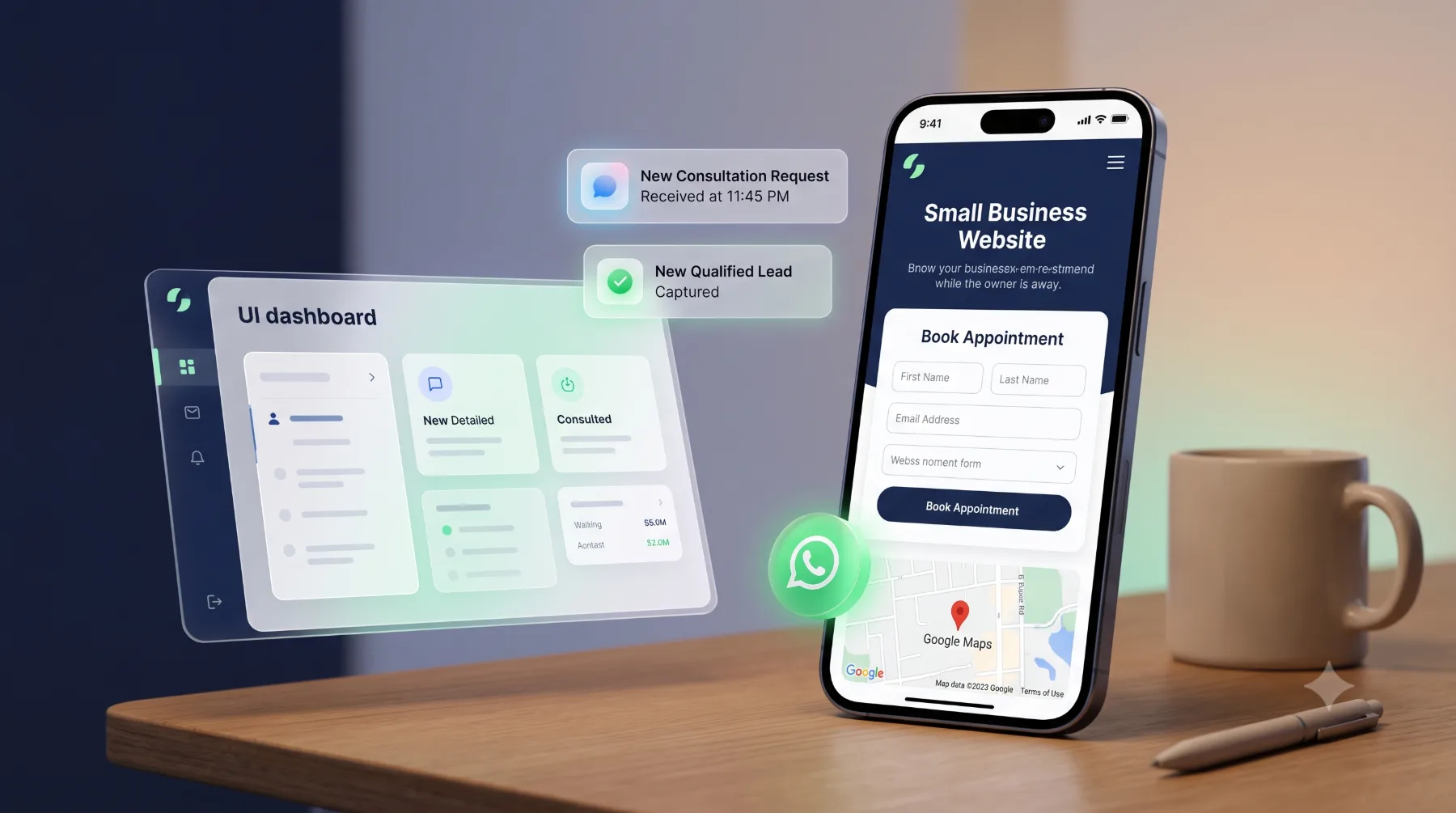 Automated 24/7 customer enquiry capture on a business website