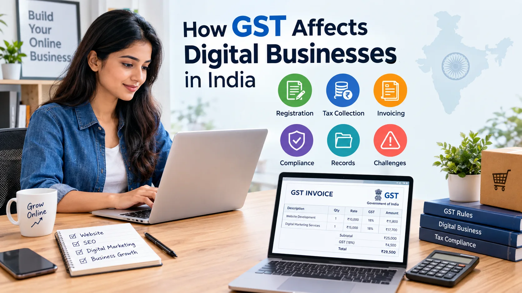 How GST affects digital businesses in India through registration and invoicing
