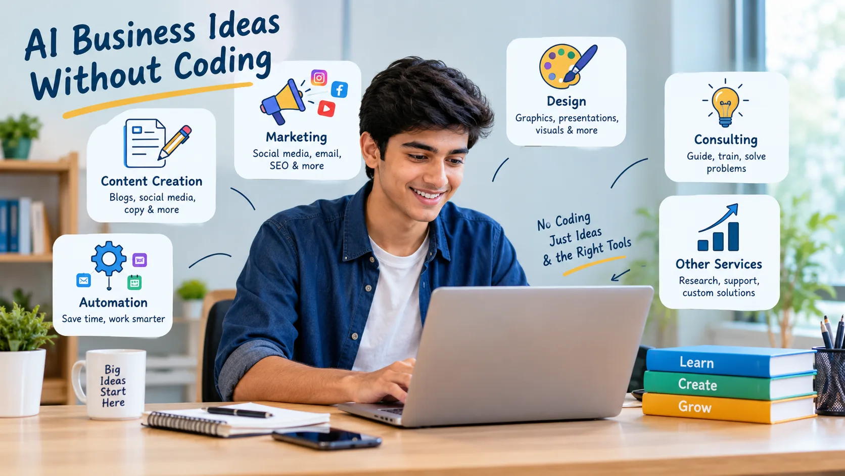 AI business ideas without coding for beginners