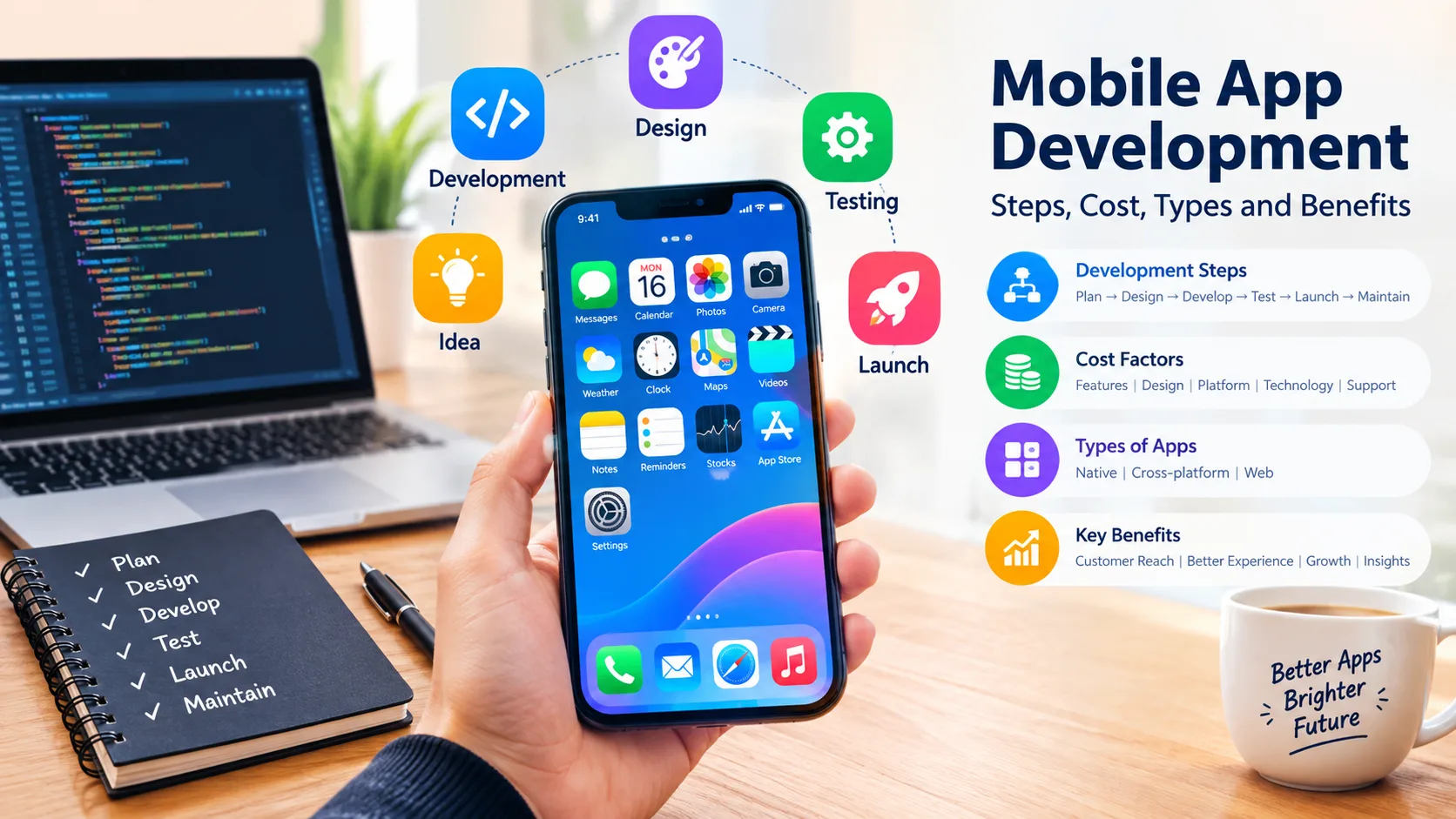Mobile App Development Steps, Cost, Types and Benefits