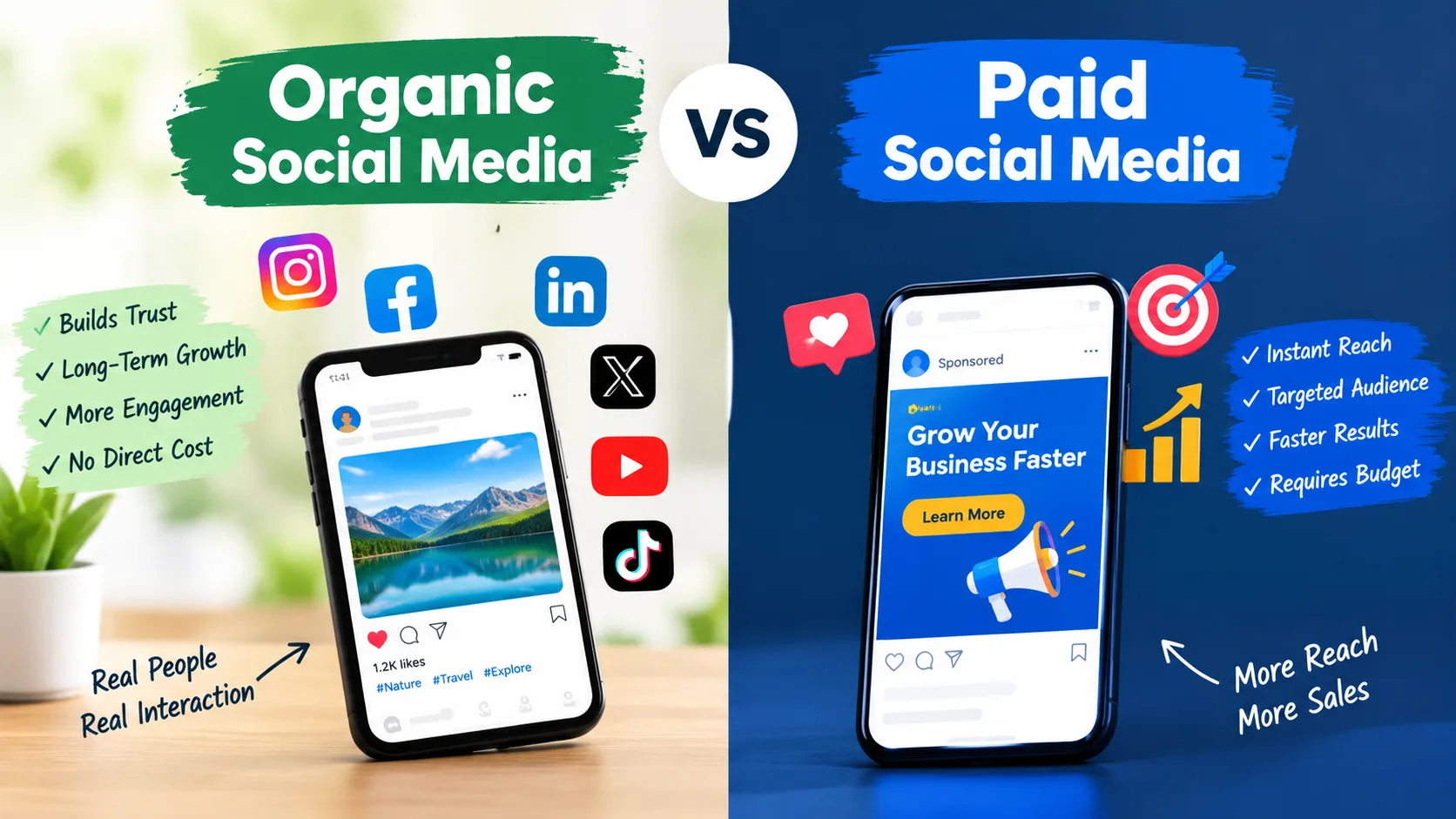 Organic Social Media vs Paid Social Media.deference