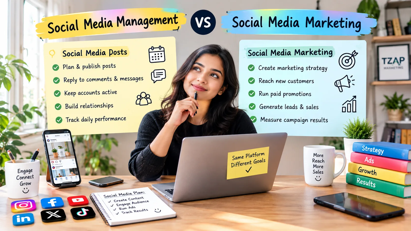 Social Media Management vs Social Media Marketing